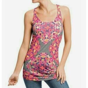 CABI Geometric Harmony Tank Tunic Tank Top Scoop Neck Neon Multicolor Size XS
